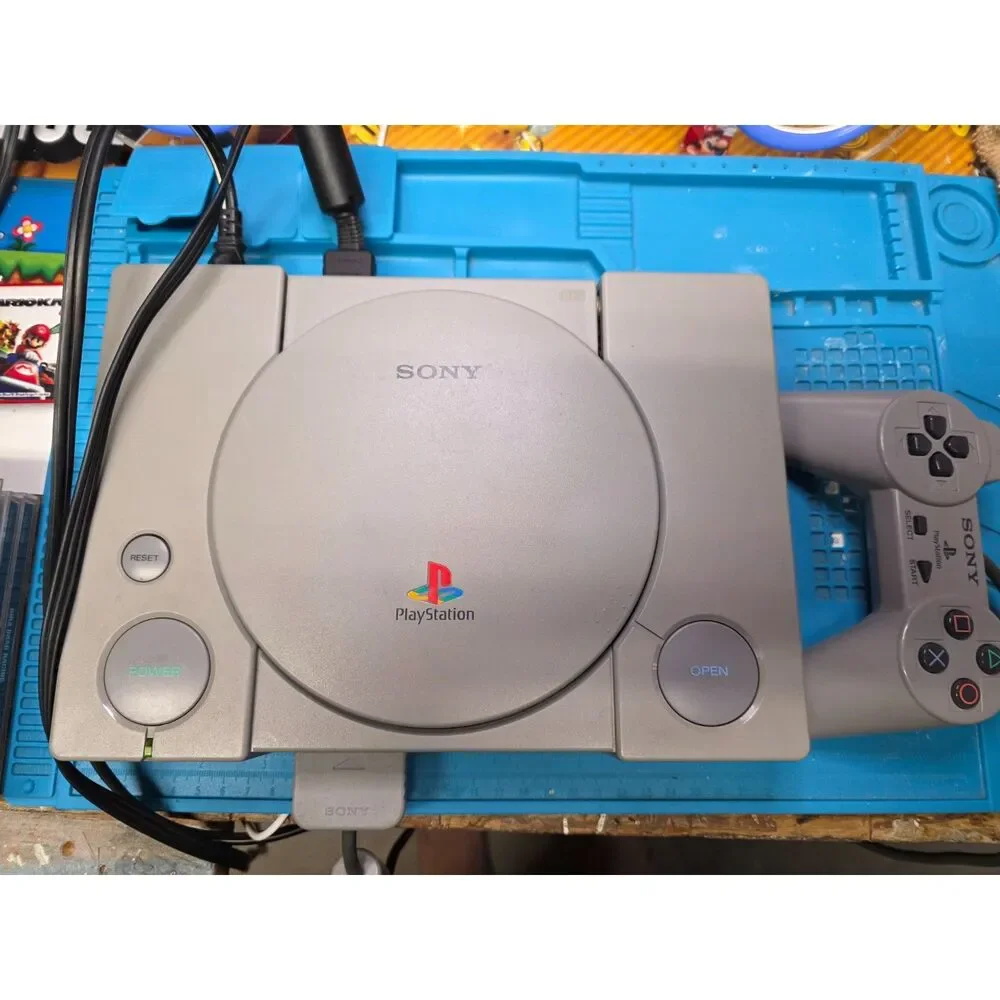 Original Sony PlayStation PS1 Console Bundle w/ Controller, Cables & 7 Games - T